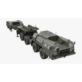 MAZ 74106 with Trailer Green 3D model